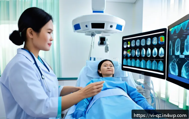 인지능력 증강 기술의 제도적 지원 현황 - A modern Vietnamese hospital scene showcasing cognitive technology in healthcare: doctors and nurses...